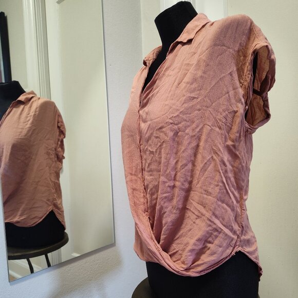 Pink Button-up Draped Top - Picture 2 of 4